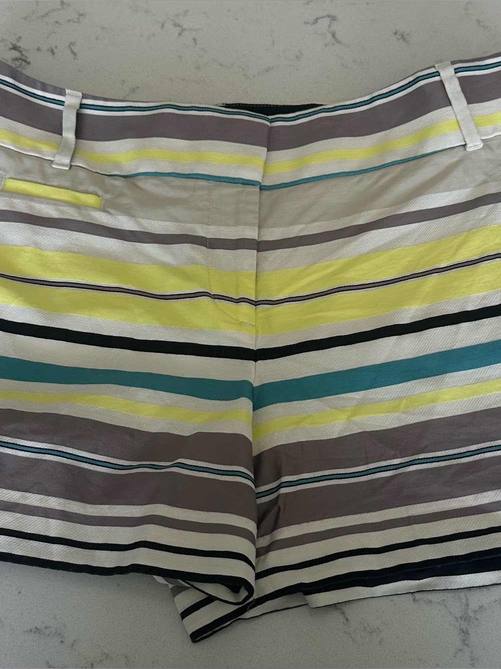 LOFT Striped Multicolor Women’s Bermuda Shorts - Yellow, Teal, Gray, Black
